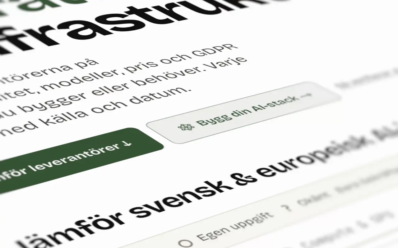 The infra.opensverige.se comparison table with provider rows and evidence marks